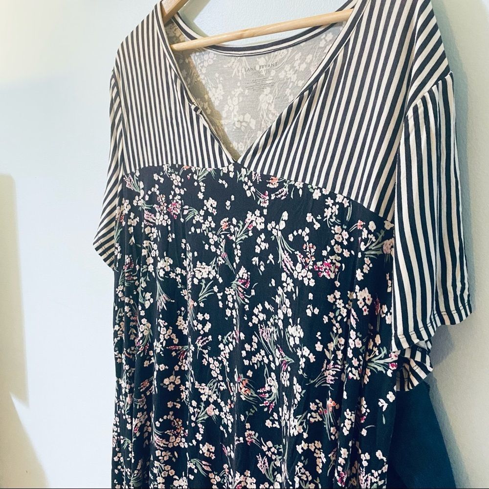 Lane Bryant Mixed Pattern V-neck Swing Tee